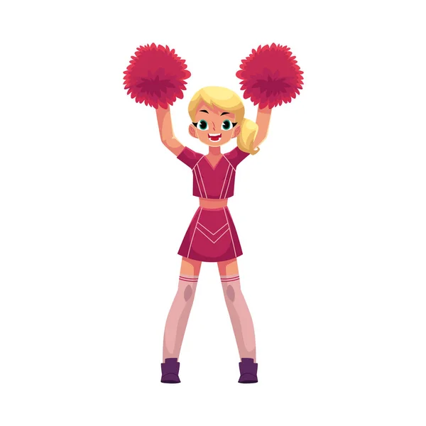 Vector leende cheerleader Dans med pom-poms — Stock vektor