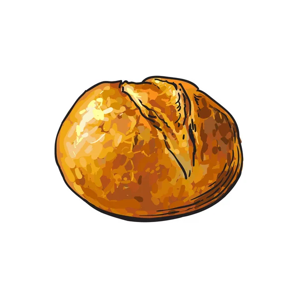 Vektor-Skizze weißes rundes Brot isoliert — Stockvektor