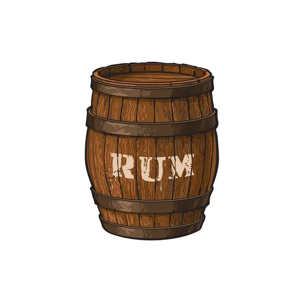 Vetor de madeira rum barril ilustração isolada —  Vetores de Stock