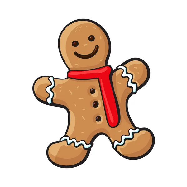 艶をかけられた gingerman、クリスマスのジンジャーブレッドのクッキー — ストックベクタ
