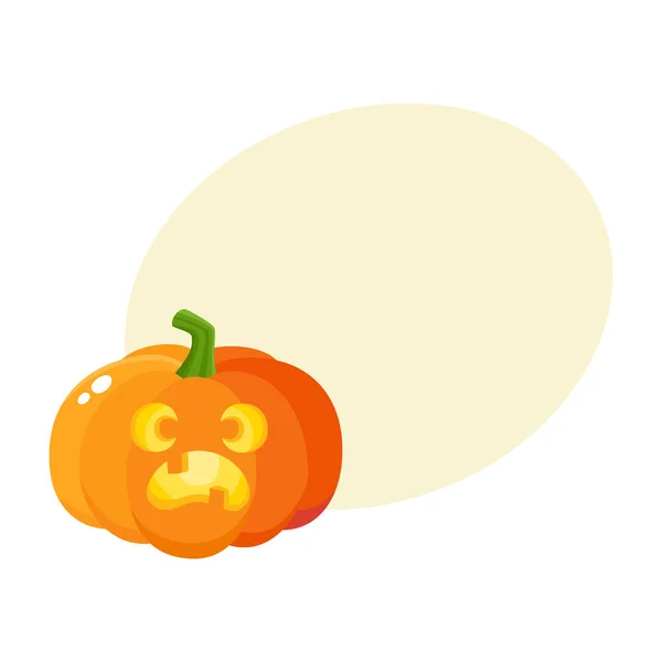 Calabaza jack-o-linterna con la cara asustada, el estilo de dibujos animados símbolo de Halloween — Vector de stock