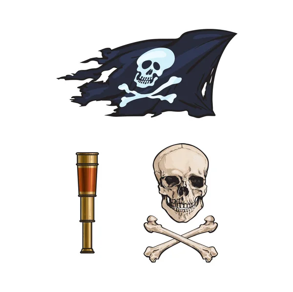 Векторные пиратские символы — стоковый вектор