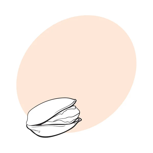 单阿月浑子坚果，手孤立的素描画的风格矢量图 — 图库矢量图片