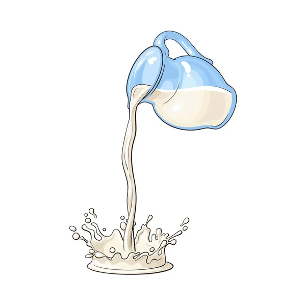 Jarra de leche de vectores con leche fluida aislada — Archivo Imágenes Vectoriales