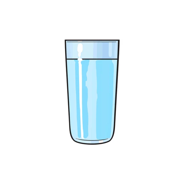 Vector cartoon glass cup of cold fresh water. — Stock Vector