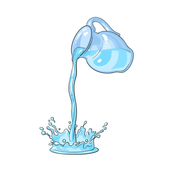 Vector water carafe with flowing water isolated — Stock Vector