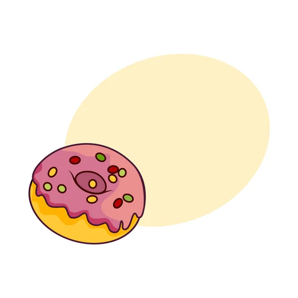 Donut vectorial con glaseado, aspersiones aisladas — Archivo Imágenes Vectoriales