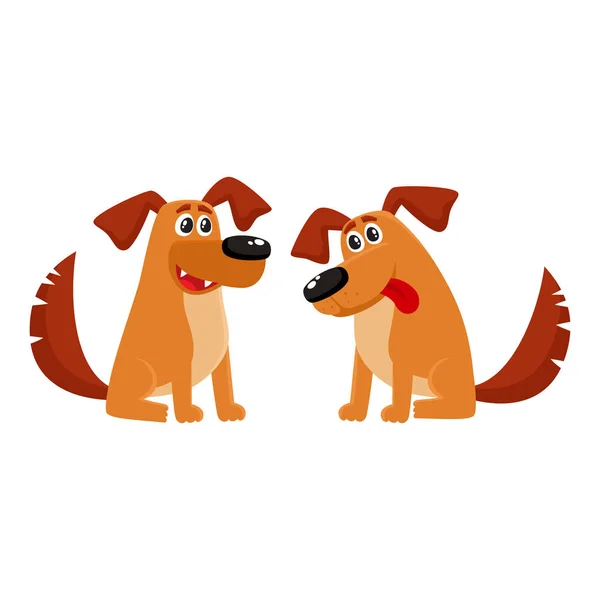 Dwa siedzi pies znaków, mówienie i słuchanie — Wektor stockowy