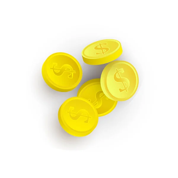 Vektorové ploché karikatury zlatý kasino čipy, samostatný — Stockový vektor