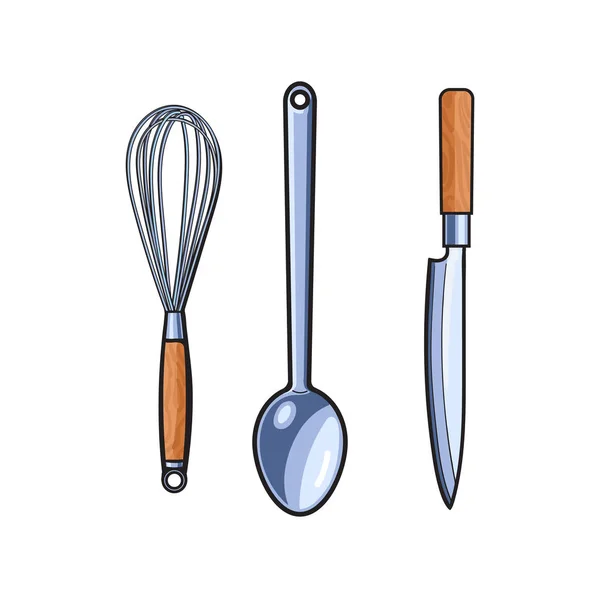 Vecteur ustensile de cuisine dessin animé ensemble — Image vectorielle