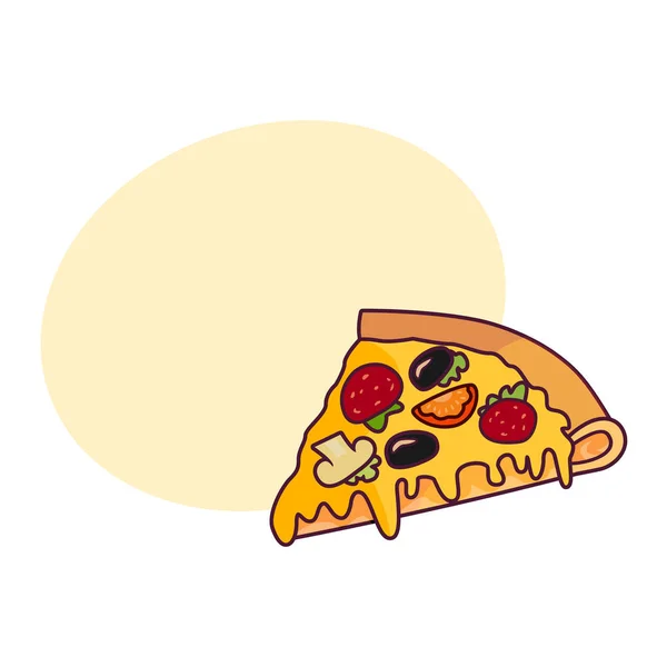 Vektor-Pizza-Scheibe flach isoliert Illustration — Stockvektor