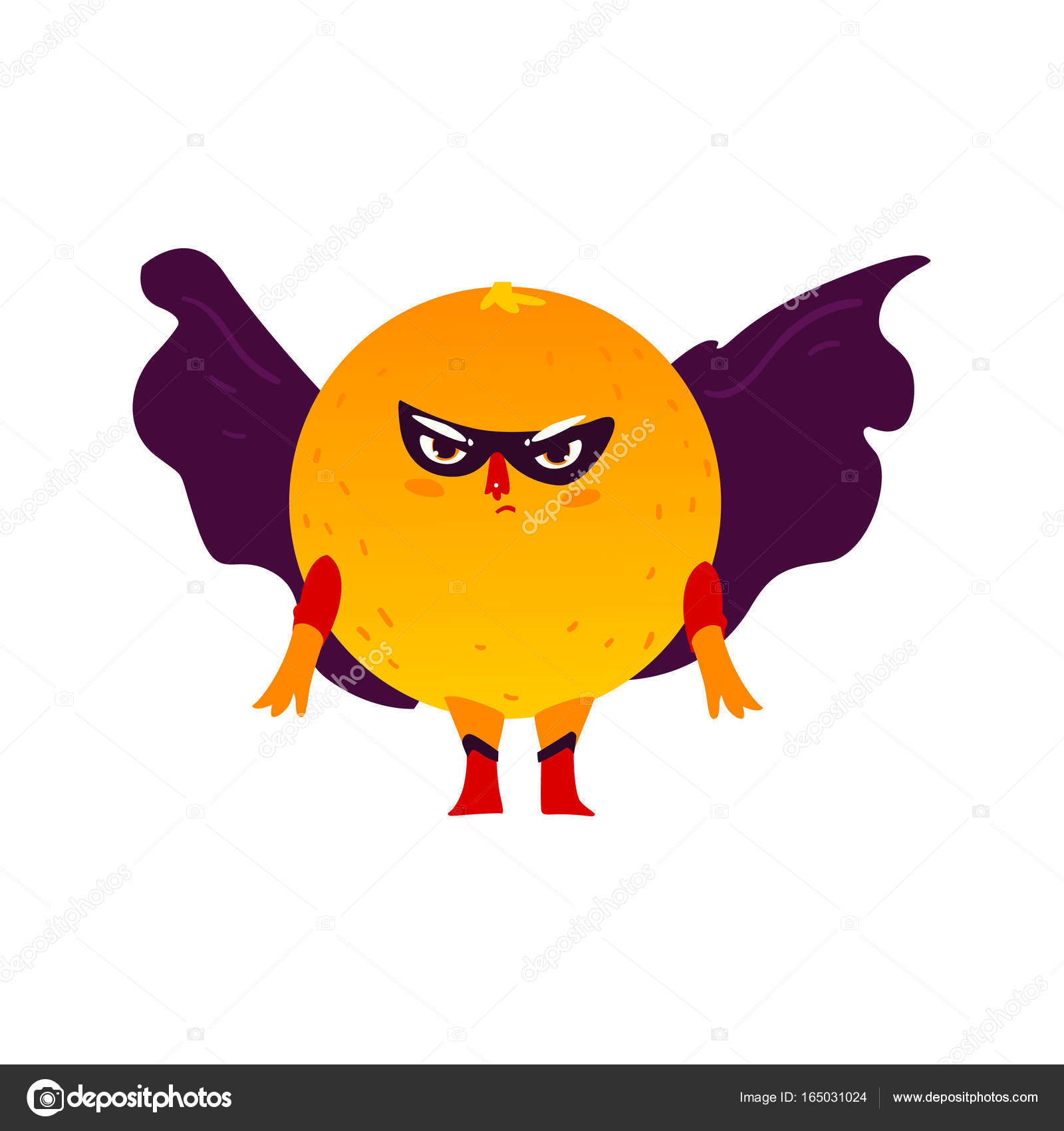 Naranja héroe de frutas, personaje de superhéroe, guardia Vector de