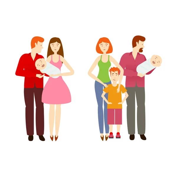 Векторний плоский мультфільм великі сімейні персонажі — стоковий вектор