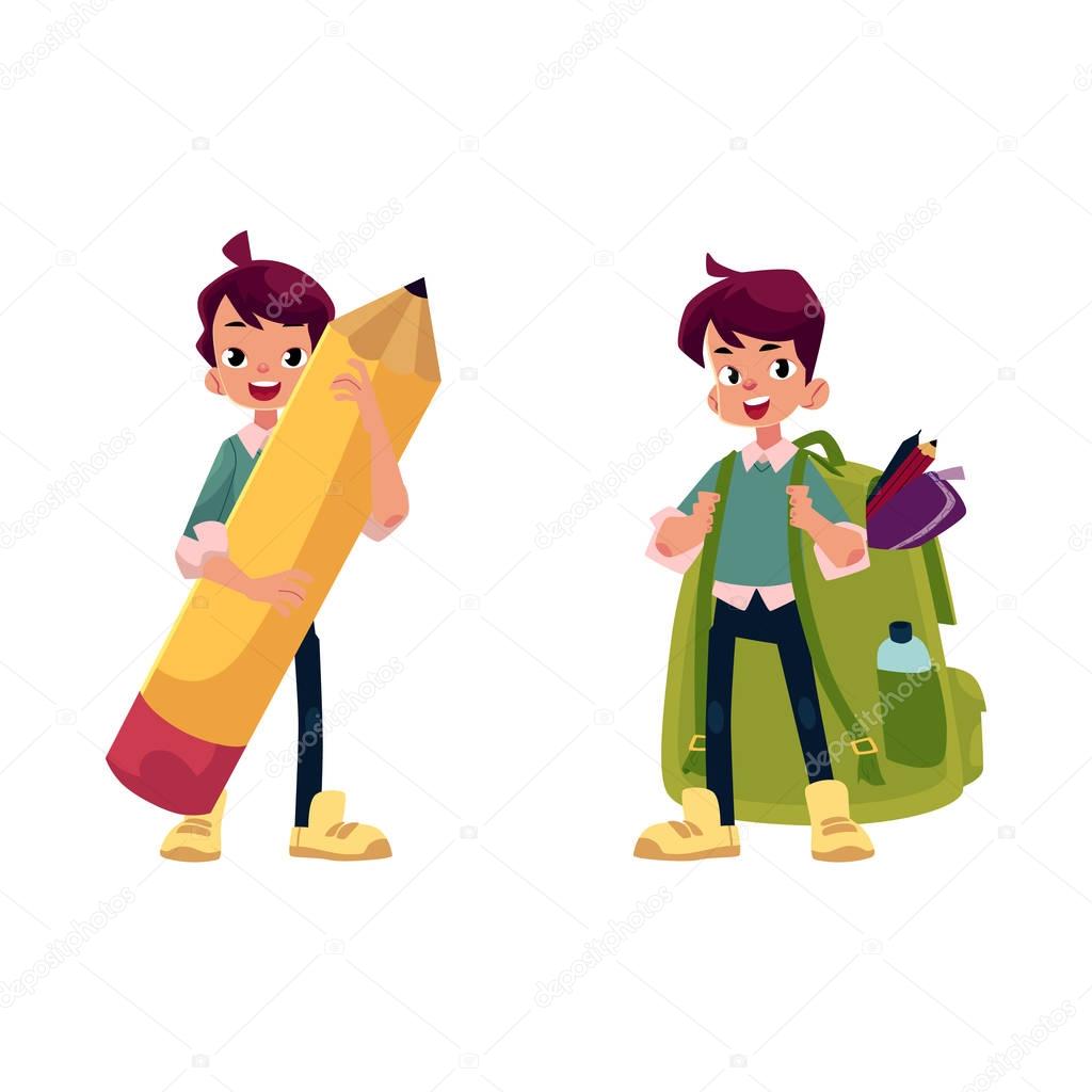 vector flat schoolboy character set isolated