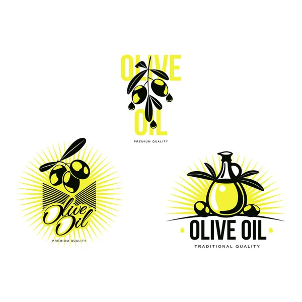 Vector olive oil logo icon concept set isolated — Stock Vector