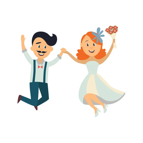Vector noivo e noiva dançando isolado — Vetor de Stock