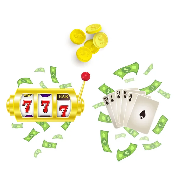 Vector flat casino gambling symbols set — Stock Vector