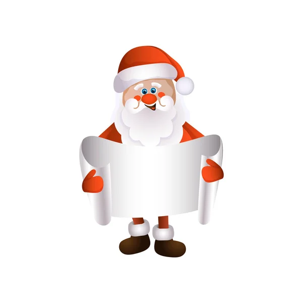 Vektor tecknad Santa hålla blankt papper i händerna — Stock vektor