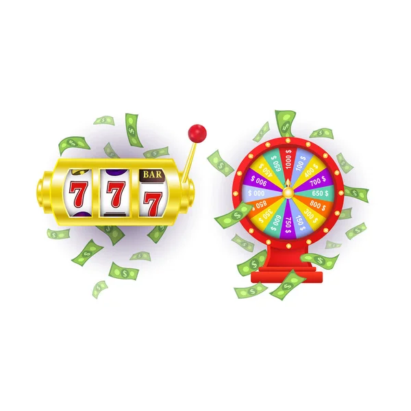 Vector de casino plano juego de símbolos — Vector de stock