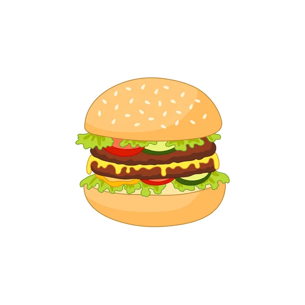 Vektor burger lapos elszigetelt illusztráció — Stock Vector