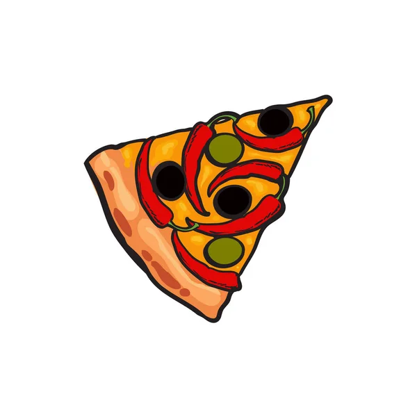 Vektor-Pizza-Scheibe flach isoliert Illustration — Stockvektor