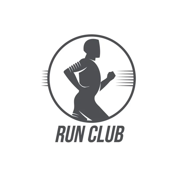 Esegui modello logo club con vista laterale jogging uomo — Vettoriale Stock