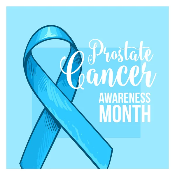 Banner de mes de conciencia de cáncer de próstata, póster, plantilla con cinta azul — Archivo Imágenes Vectoriales