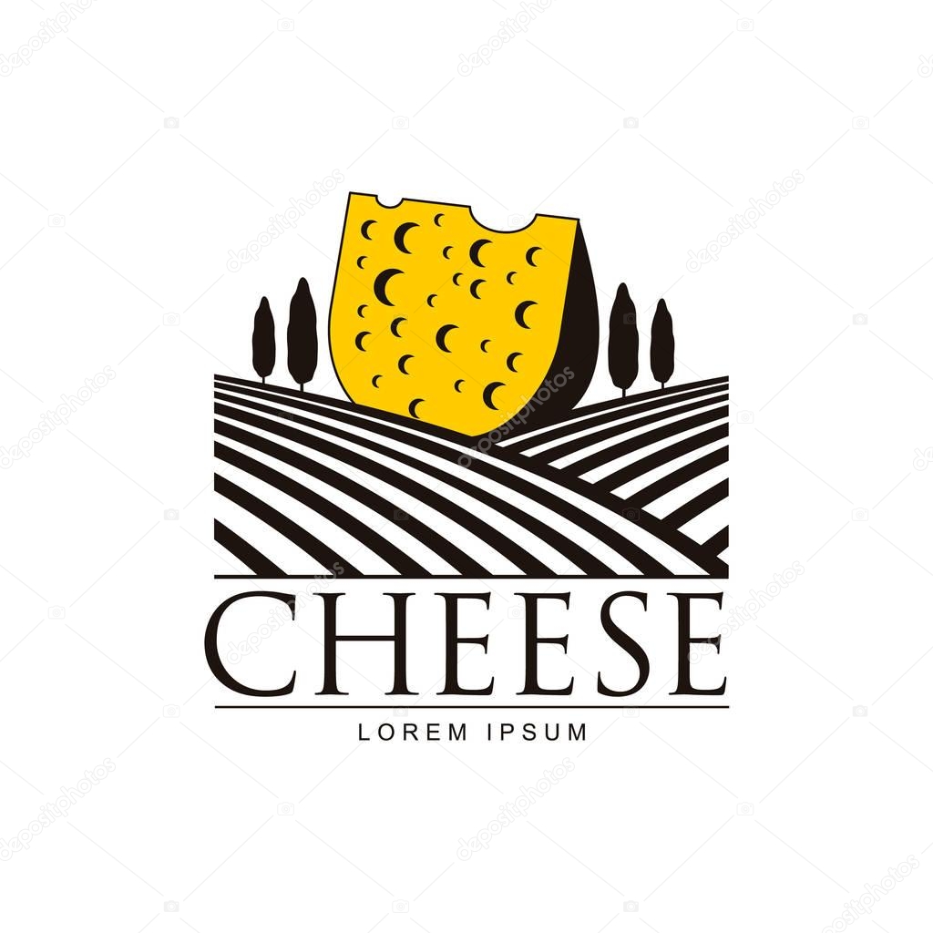 cheese on grass field background brand, logo icon