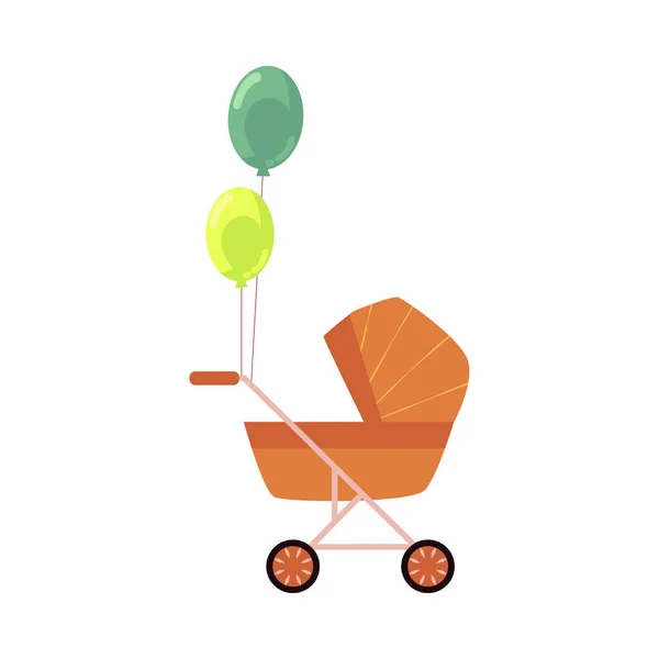 Vector platte baby wandelwagen, vervoer pram geïsoleerd — Stockvector