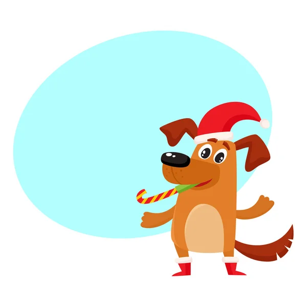 Funny pes znak v vánoční čepice a boty — Stockový vektor