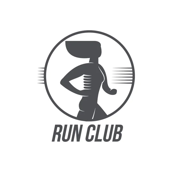 Donna vettoriale in esecuzione, icona del club di jogging isolato — Vettoriale Stock
