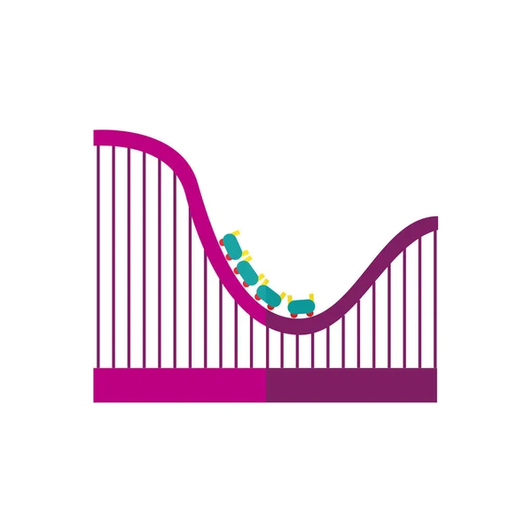 Vector flat roller coaster icon — Stock Vector