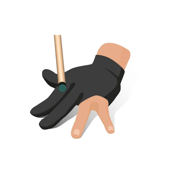 Векторная плоская рука в бильярдной перчатке с палкой — стоковый вектор