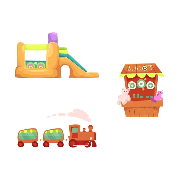 Vector amusement park objects icon set — Stock Vector