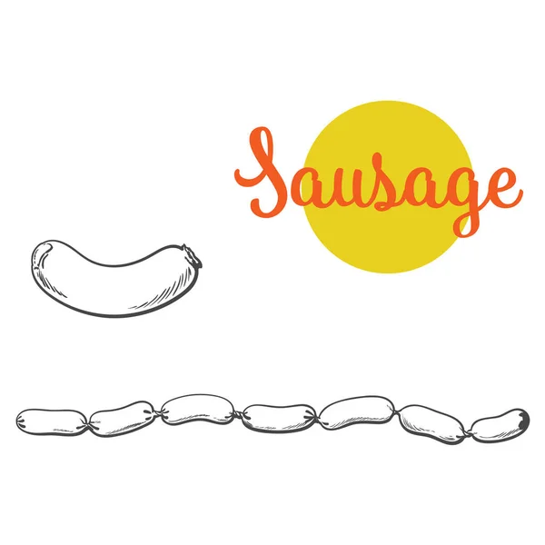 Vector sketch sausages chain isolated illustration — Stock Vector