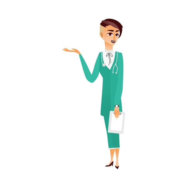 Вектор плоска жінка-лікар в медичному одязі — стоковий вектор