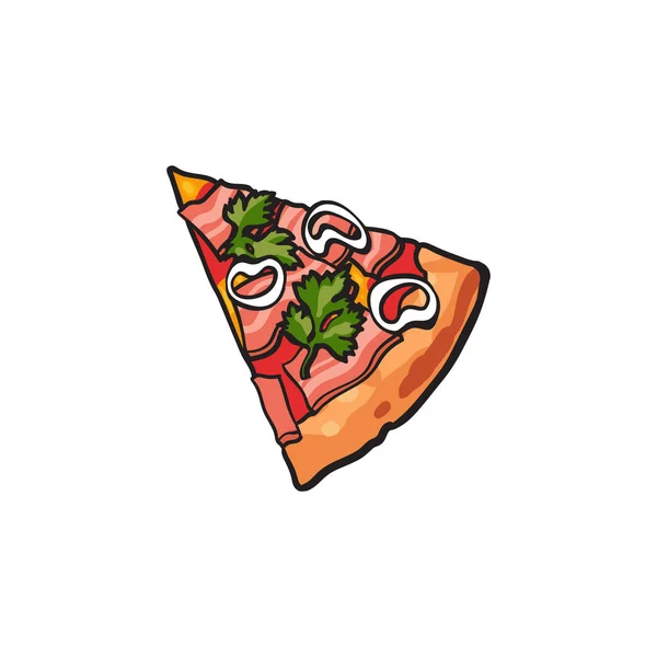 Vettore pizza fetta piatto isolato illustrazione — Vettoriale Stock