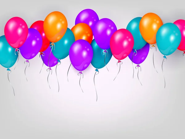 Línea horizontal, borde de brillantes globos de colores — Archivo Imágenes Vectoriales