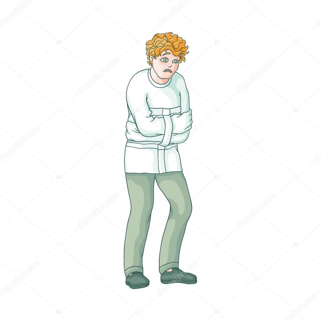 vector flat man in Psychiatric hospital uniform