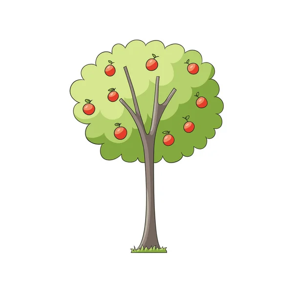 Векторная плоская яблоня — стоковый вектор