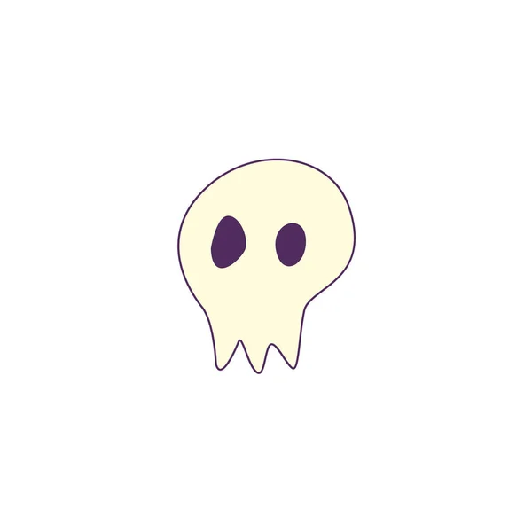 Vector vlakke schedel voor halloween, ghost — Stockvector