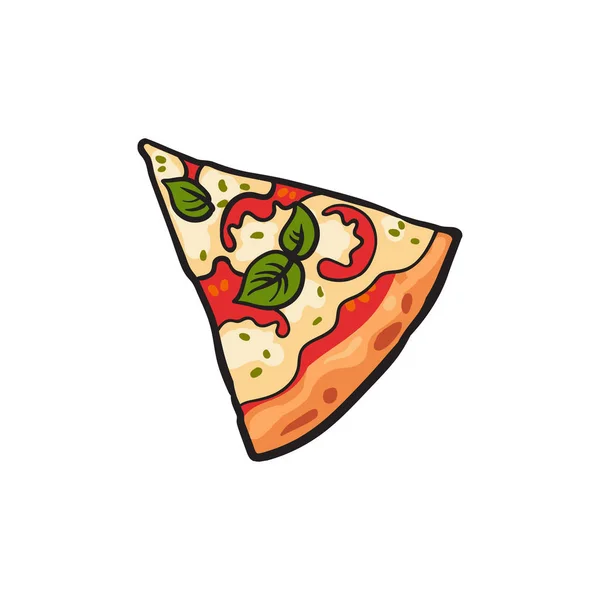 Vector pizza slice flat isolated illustration — Stock Vector