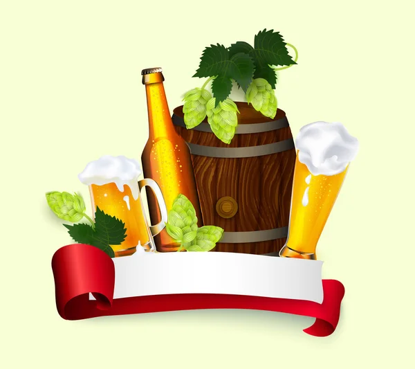 Poster vettoriale, banner con oggetti simboli della birra — Vettoriale Stock