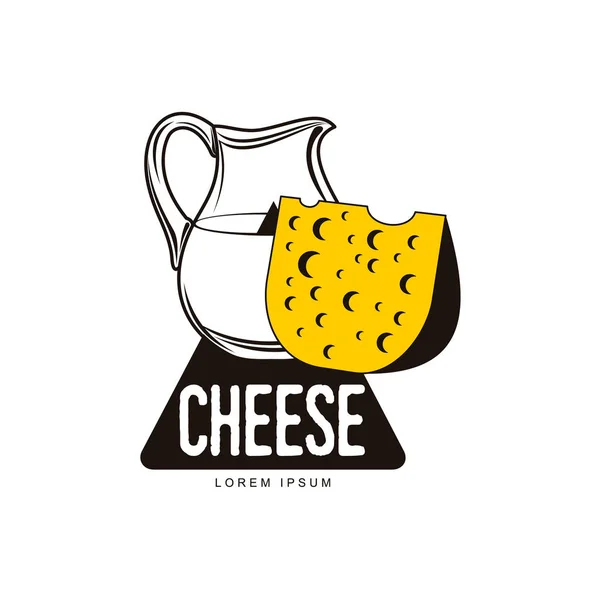 Ost med mjölk kannan varumärke, logotyp-ikonen — Stock vektor
