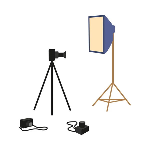 Vector flat professional photo equipment set — Stock Vector