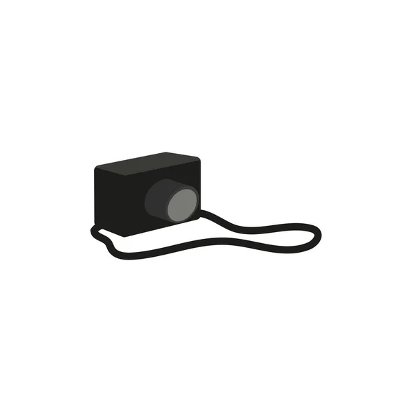 Vector de imagen plana icono de la cámara con correa — Vector de stock