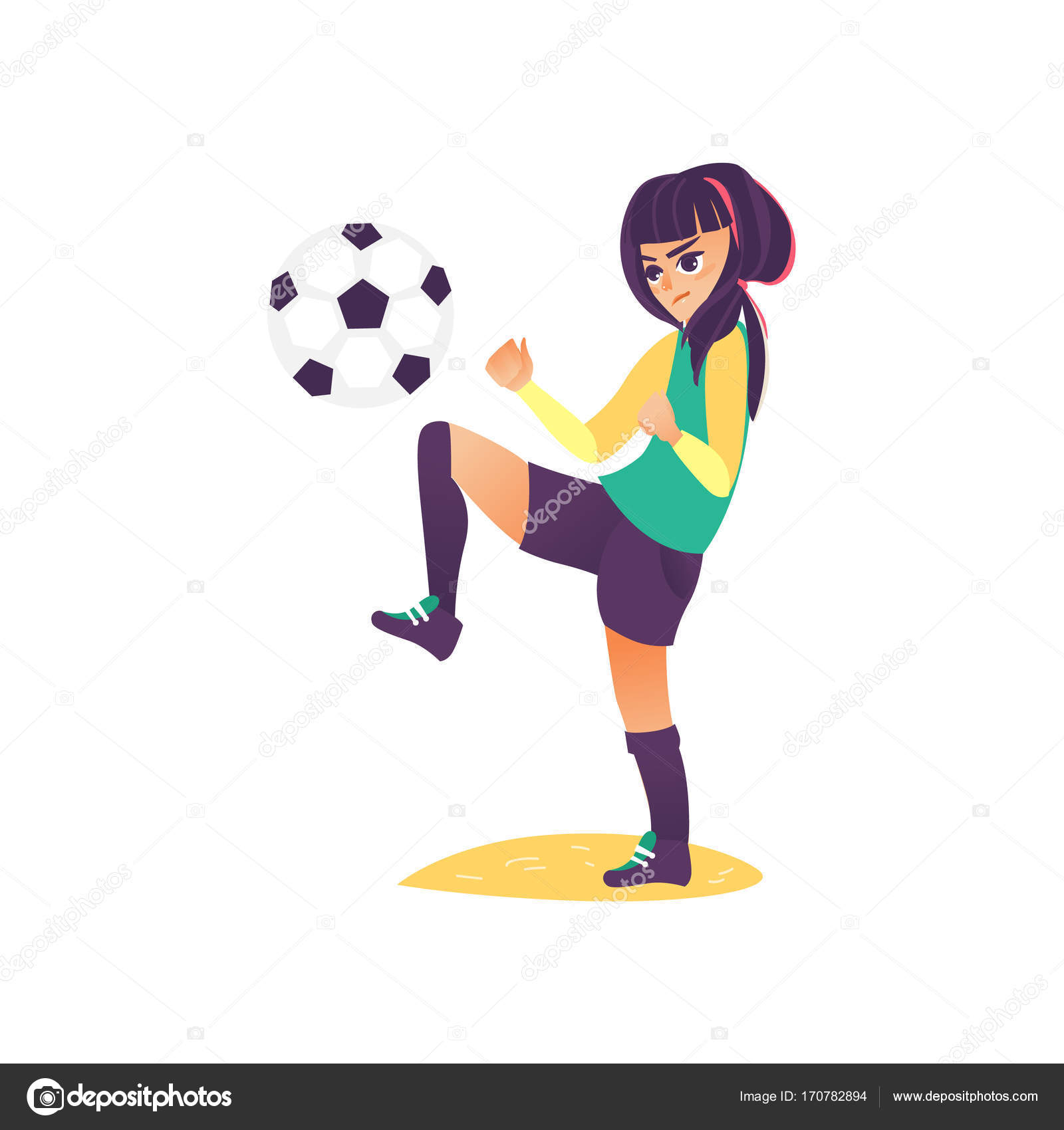 Meninas Adolescentes Que Jogam Futebol Com Uma Bola - Ilustração Vetorial  Stock. Jovens Jogadores No Caráter Liso Dos Desenhos Animados Do Sportswear  - Mulheres Jovens No Jogo Uniforme Do Futebol Da Prática