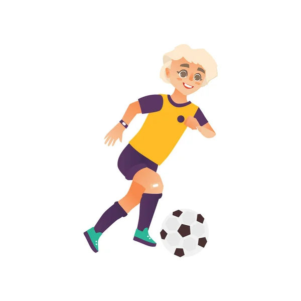 Vektor-Zeichentrickfigur beim Fußballspielen — Stockvektor