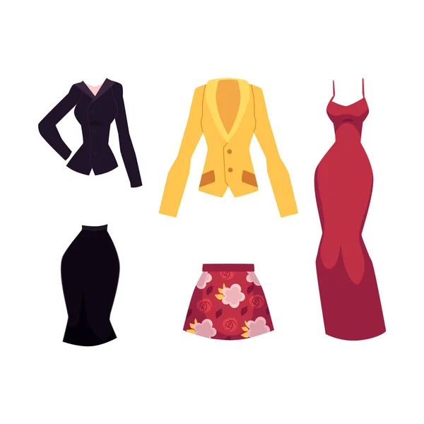 Vecteur dessin animé femme tenue vêtements ensemble — Image vectorielle