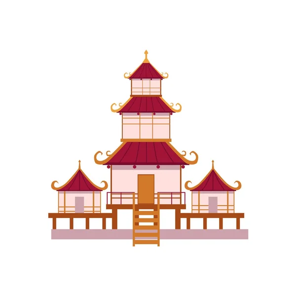 Japanse, Chinese, Aziatische traditionele pagode — Stockvector
